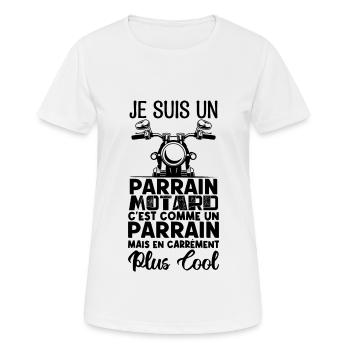 parrain motard Cadeau parrain motard super parrain - T-shirt respirant Femme - blanc - Devant - AI Model Female 172 dark (172cm)