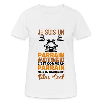 parrain motard Cadeau parrain motard super parrain - T-shirt respirant Femme - blanc - Devant - AI Model Female 172 dark (172cm)