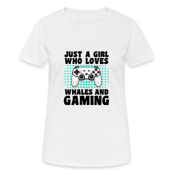 Gamer und Wale: Videospiele und Meeresabenteuer - Frauen T-Shirt atmungsaktiv - Weiß - Vorne - AI Model Female 172 dark (172cm)