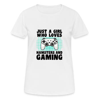 Gamer und Hamster: Videospiele und kleine Gefährten - Frauen T-Shirt atmungsaktiv - Weiß - Vorne - AI Model Female 172 dark (172cm)