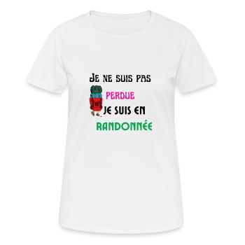 je ne suis pas perdue je suis en randonnée - T-shirt respirant Femme - blanc - Devant - AI Model Female 172 dark (172cm)