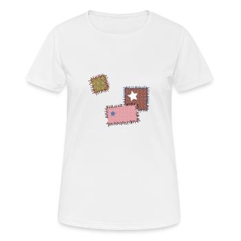 Flicken Reparatur Patchwork Stern Nähen Naht Nadel - Frauen T-Shirt atmungsaktiv - Weiß - Vorne - AI Model Female 172 dark (172cm)