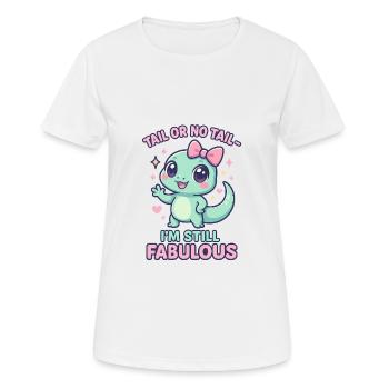 Cool Funny Gecko Dicton - queue ou pas queue - T-shirt respirant Femme - blanc - Devant - AI Model Female 172 dark (172cm)