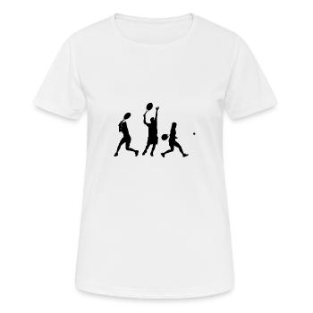 Sport - Frauen T-Shirt atmungsaktiv - Weiß - Vorne - AI Model Female 172 dark (172cm)