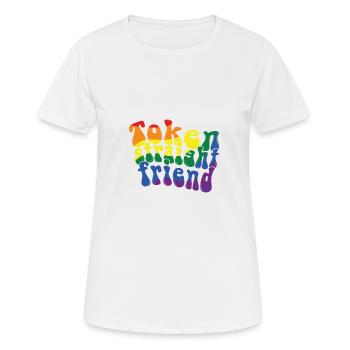 Token Straight Friend LGBTQ Proud Ally Gay Pride - Frauen T-Shirt atmungsaktiv - Weiß - Vorne - AI Model Female 172 dark (172cm)