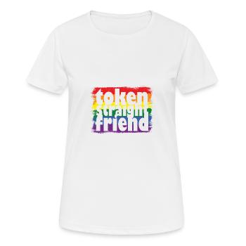 Proud LGBTQ Ally Token Straight Friend Gay Pride - Frauen T-Shirt atmungsaktiv - Weiß - Vorne - AI Model Female 172 dark (172cm)