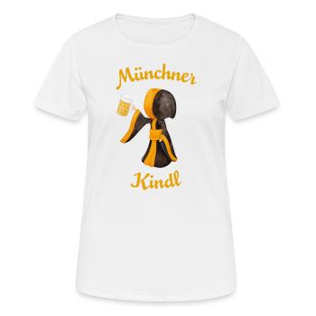Münchner Kindl mit Masskrug und Bier - Frauen T-Shirt atmungsaktiv - Weiß - Vorne - AI Model Female 172 dark (172cm)
