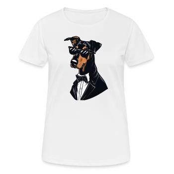 Dobermann Die Herren - Frauen T-Shirt atmungsaktiv - Weiß - Vorne - AI Model Female 172 dark (172cm)