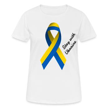 Séjour avec l’Ukraine - Boucle de paix - T-shirt respirant Femme - blanc - Devant - AI Model Female 172 dark (172cm)