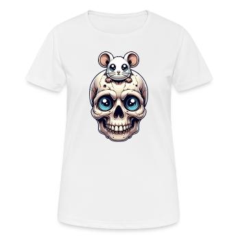 Skull mit süßer kleiner Maus auf der Stirn - Frauen T-Shirt atmungsaktiv - Weiß - Vorne - AI Model Female 172 dark (172cm)