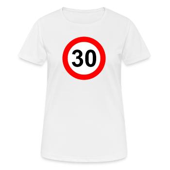 Panneau routier limite de vitesse 30 - T-shirt respirant Femme - blanc - Devant - AI Model Female 172 dark (172cm)
