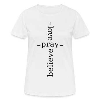 Amour Prier Foi Minimalisme Jésus Croix - T-shirt respirant Femme - blanc - Devant - AI Model Female 172 dark (172cm)