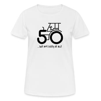 50 - but not rusty at all! - Women's Breathable T-Shirt - white - Front - AI Model Female 172 dark (172cm)