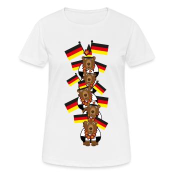 Sport Bären mit vielen Deutschlandfahnen. - Frauen T-Shirt atmungsaktiv - Weiß - Vorne - AI Model Female 172 dark (172cm)