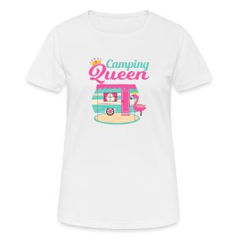 Camping Queen Camping Fan Flamingo and Crown - T-shirt respirant Femme - blanc - Devant - AI Model Female 172 dark (172cm)