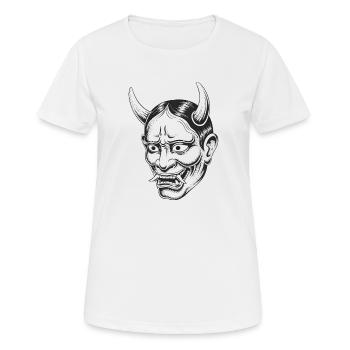 Masque Hannya - Design démone japonais - T-shirt respirant Femme - blanc - Devant - AI Model Female 172 dark (172cm)