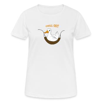 Drôle de canard disant chill out - T-shirt respirant Femme - blanc - Devant - AI Model Female 172 dark (172cm)