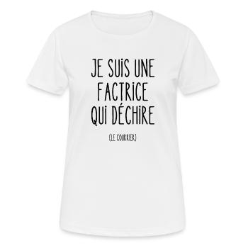 factrice qui déchire - T-shirt respirant Femme - blanc - Devant - AI Model Female 172 dark (172cm)
