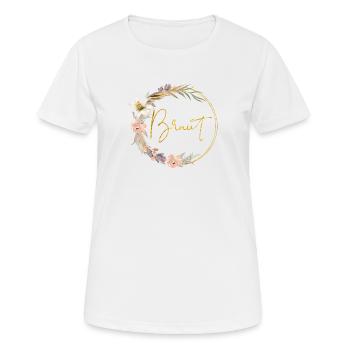 Team Braut! Watercolour Floral Kranz - Frauen T-Shirt atmungsaktiv - Weiß - Vorne - AI Model Female 172 dark (172cm)