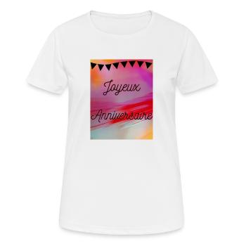BIRTHDAY,HAPPY BIRTHDAY,HAPPY BIRTHDAY - Women's Breathable T-Shirt - white - Front - AI Model Female 172 dark (172cm)