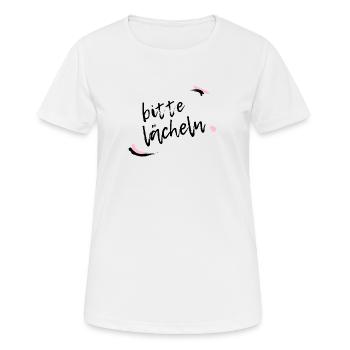 Bitte lächeln - Frauen T-Shirt atmungsaktiv - Weiß - Vorne - AI Model Female 172 dark (172cm)