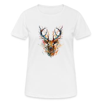 Festival du village en costume traditionnel d’animal de pouvoir de cerf pour les enfants du village - T-shirt respirant Femme - blanc - Devant - AI Model Female 172 dark (172cm)