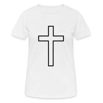 Christian Kreuz (V) - Frauen T-Shirt atmungsaktiv - Weiß - Vorne - AI Model Female 172 dark (172cm)