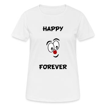 HAPPY. BONHEUR. HAPPINESS. HUMOUR - T-shirt respirant Femme - blanc - Devant - AI Model Female 172 dark (172cm)