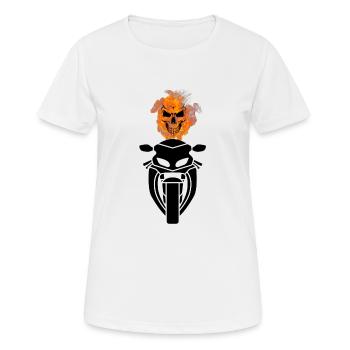 Motorräder, Schädel Motorrad, Motorrad Hoodies, - Frauen T-Shirt atmungsaktiv - Weiß - Vorne - AI Model Female 172 dark (172cm)