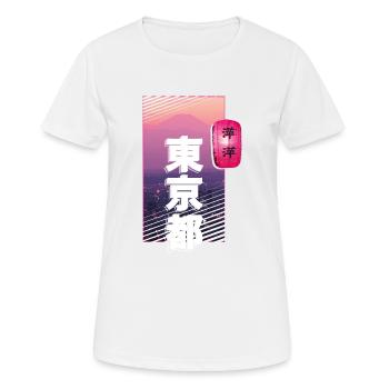 TOKIO, JAPAN - Frauen T-Shirt atmungsaktiv - Weiß - Vorne - AI Model Female 172 dark (172cm)