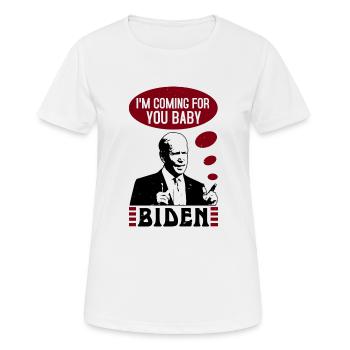 JE VIENS TE CHERCHER BÉBÉ BIDEN - T-shirt respirant Femme - blanc - Devant - AI Model Female 172 dark (172cm)