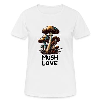 PILZ. MUSH LIEBE - Frauen T-Shirt atmungsaktiv - Weiß - Vorne - AI Model Female 172 dark (172cm)