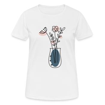 Bouquet de fleurs dans son vase - T-shirt respirant Femme - blanc - Devant - AI Model Female 172 dark (172cm)