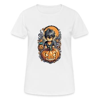 Halloween - Pumpkin and Witch Manga - Women's Breathable T-Shirt - white - Front - AI Model Female 172 dark (172cm)