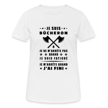 Je suis bûcheron - T-shirt respirant Femme - blanc - Devant - AI Model Female 172 dark (172cm)