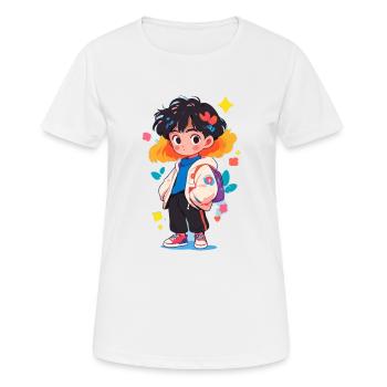 Manga Junge - Frauen T-Shirt atmungsaktiv - Weiß - Vorne - AI Model Female 172 dark (172cm)