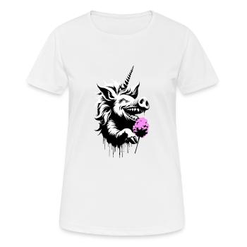 Pork horn with cotton candy - Women's Breathable T-Shirt - white - Front - AI Model Female 172 dark (172cm)