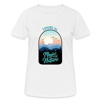 Camper, Abenteurer und Naturburschen - Frauen T-Shirt atmungsaktiv - Weiß - Vorne - AI Model Female 172 dark (172cm)
