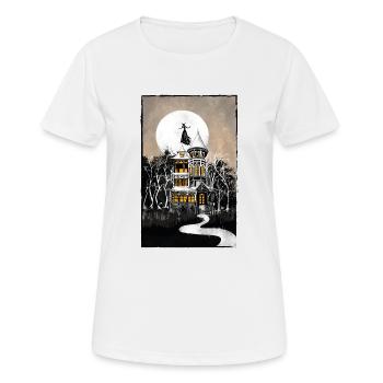 Manoir hanté d’Halloween - T-shirt respirant Femme - blanc - Devant - AI Model Female 172 dark (172cm)