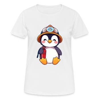 Vorbereiteter Pinguin-Brandschutz-Cartoon - Frauen T-Shirt atmungsaktiv - Weiß - Vorne - AI Model Female 172 dark (172cm)