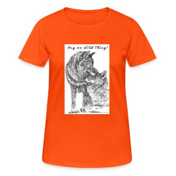 Wolf Hug - Women's Breathable T-Shirt - neon orange - Front - AI Model Female 172 dark (172cm)