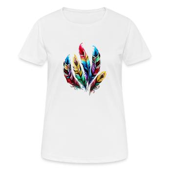 Bunte Federn Boho Ethno Style Muster Tribal Retro - Frauen T-Shirt atmungsaktiv - Weiß - Vorne - AI Model Female 172 dark (172cm)