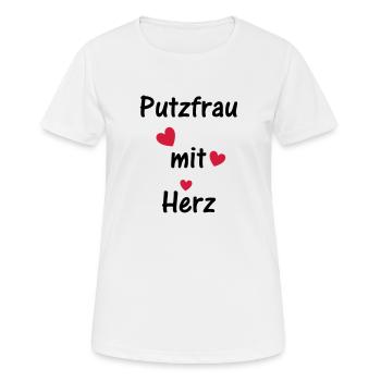Putzfrau mit Herz - Frauen T-Shirt atmungsaktiv - Weiß - Vorne - AI Model Female 172 dark (172cm)