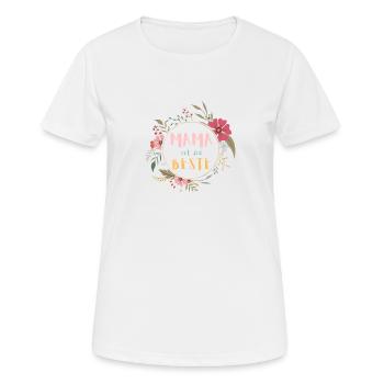 Mama ist die Beste! Niedlicher Blumenkranz - Frauen T-Shirt atmungsaktiv - Weiß - Vorne - AI Model Female 172 dark (172cm)