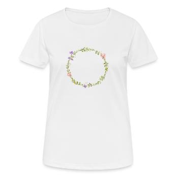 Field Flowers Wreath Boho Personalizable - Women's Breathable T-Shirt - white - Front - AI Model Female 172 dark (172cm)