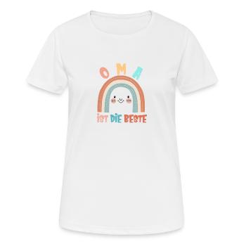 Oma ist die Beste! Regenbogen, personalisierbar - Frauen T-Shirt atmungsaktiv - Weiß - Vorne - AI Model Female 172 dark (172cm)