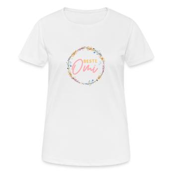 Beste Omi! Floral, personalisierbar - Frauen T-Shirt atmungsaktiv - Weiß - Vorne - AI Model Female 172 dark (172cm)