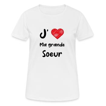 J aime ma grande soeur - T-shirt respirant Femme - blanc - Devant - AI Model Female 172 dark (172cm)