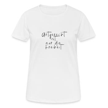 Artgerecht ist nur d Freiheit Zoo Zirkus Wildtier - Frauen T-Shirt atmungsaktiv - Weiß - Vorne - AI Model Female 172 dark (172cm)