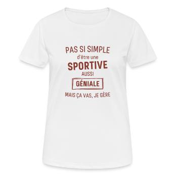 SPORTIVE GÉNIALE rouge brunâtre foncé - T-shirt respirant Femme - blanc - Devant - AI Model Female 172 dark (172cm)